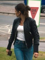 Fool Me Once 2024 Michelle Keegan Black Bomber Leather Jacket