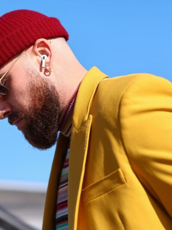 Travis Kelce Yellow Suit