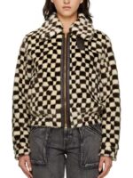 Travis Kelce Checkered Faux Fur Blouson Jacket
