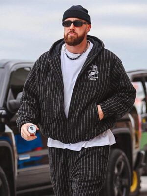 Travis Kelce Nike x Stussy Striped Wool Jacket