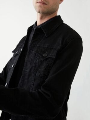 True Religion Black Denim Trucker Jacket