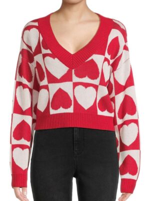 Valentines Day Hearts Checkered Sweater