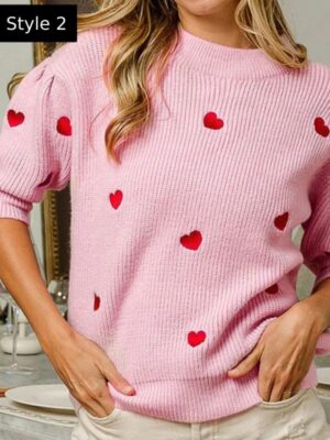 Valentine’s Day Multi-Color Heart Sweater For Women’s