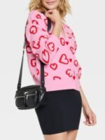 Valentine’s Day 2024 Red Hearts Pink Cardigan