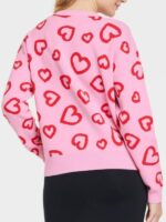 Valentine’s Day 2024 Red Hearts Pink Cardigan