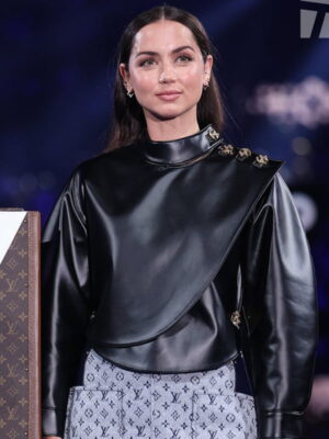 Ana De Armas Australian Open 2024 Faux Leather Top