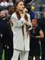 Andra Day 2024 Super Bowl LVIII Grey Suit
