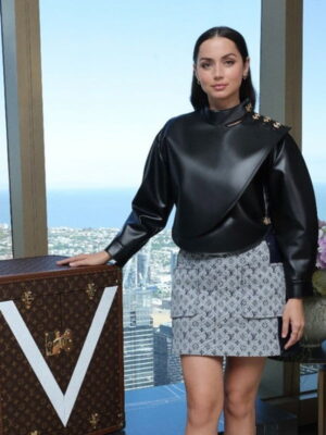 Ana De Armas Australian Open Faux Leather Top