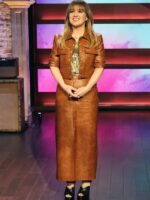 Kelly Clarkson Brown Faux Leather Jacket