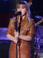 Kelly Clarkson Brown Faux Leather Jacket