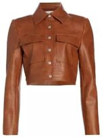 Kelly Clarkson Brown Faux Leather Jacket
