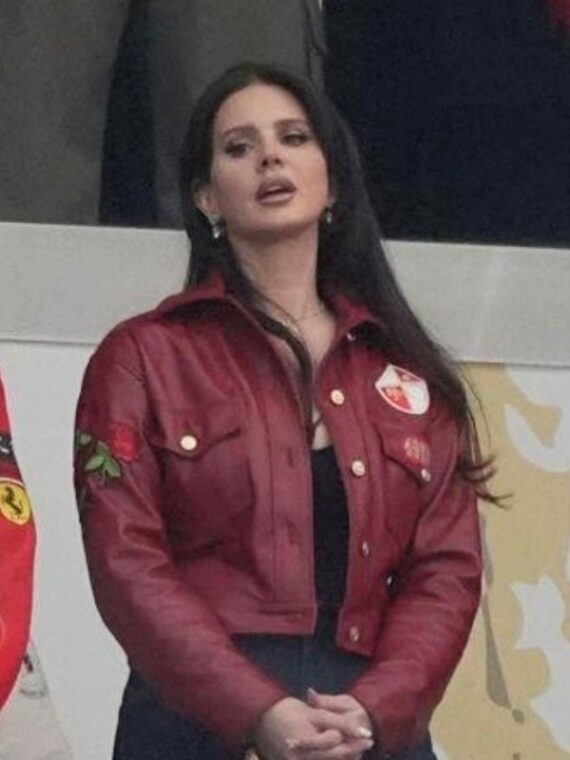 Lana Del Rey Super Bowl Red Leather Jacket
