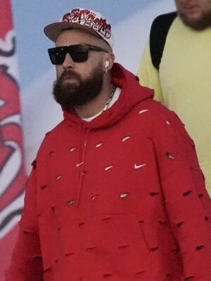 Super Bowl LVIII Travis Kelce Red Hoodie
