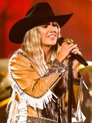 2024 People’s Choice Awards Lainey Wilson Fringe Leather Jacket