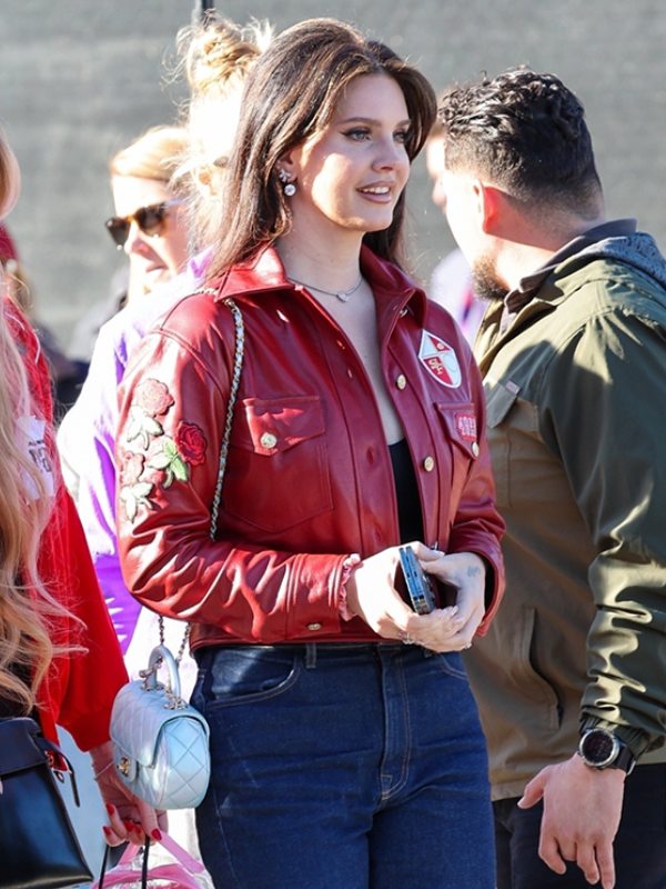 Lana Del Rey Super Bowl Red Leather Jacket