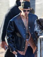 Super Bowl LVIII Justin Bieber Black Leather Jacket