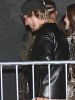 Super Bowl LVIII Justin Bieber Black Leather Jacket