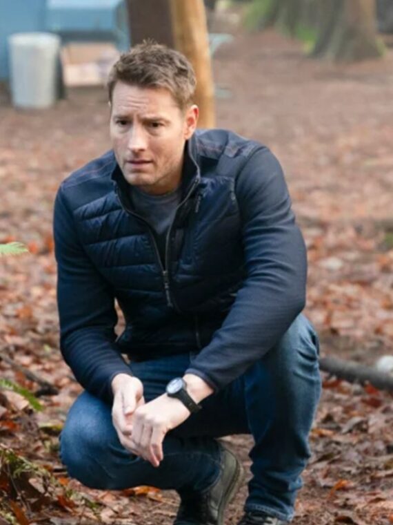 Tracker 2024 Justin Hartley Blue Puffer Jacket