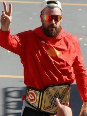 Travis Kelce Chiefs Victory Parade Red Hoodie For Sale