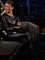 Zendaya Jimmy Kimmel Live Black Leather Jacket