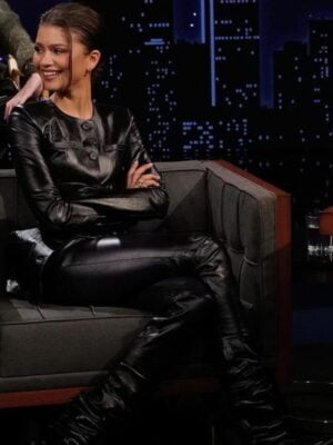 Zendaya Jimmy Kimmel Live Leather Jacket