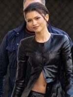 Zendaya Jimmy Kimmel Live Black Leather Jacket