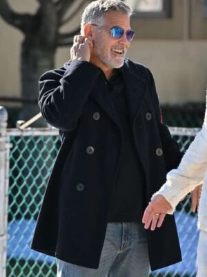 Wolves 2024 George Clooney Black Peacoat