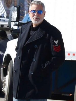 Wolves 2024 George Clooney Black Peacoat