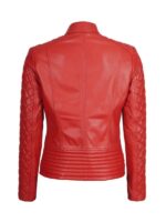 Women Red Quilted Leather Jacket