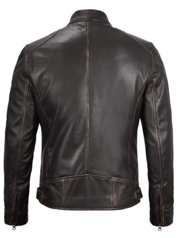 Mens Dark Brown Cafe Racer Jacket