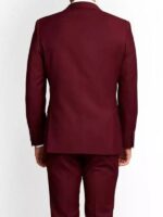 Mens Three Piece Maroon Suit