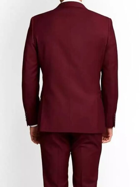 Mens Three Piece Maroon Suit