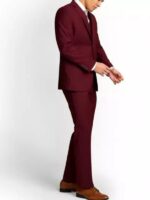 Mens Three Piece Maroon Suit
