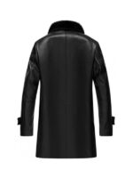 Mens 3/4 Premium Black Leather Shearling Coat
