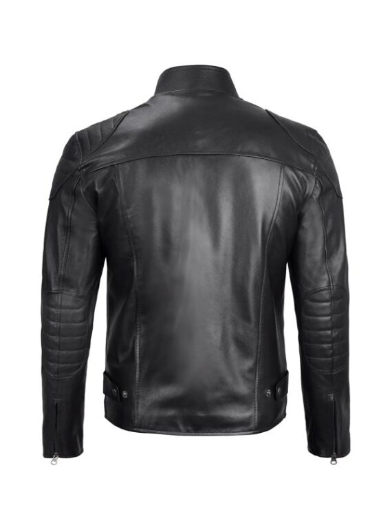 Mens Black Cafe Racer Leather Jacket