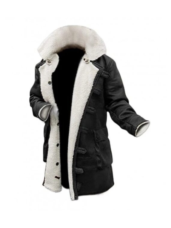 Mens Black Sherpa Leather Coat