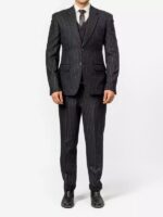 Three Piece Mens Black Pinstripe Suit