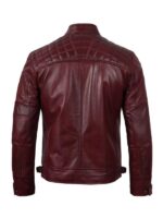 Mens Maroon Quilted Biker Jacket