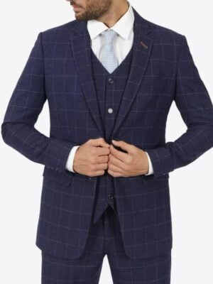 Shelby Blue Three Piece Check Suit