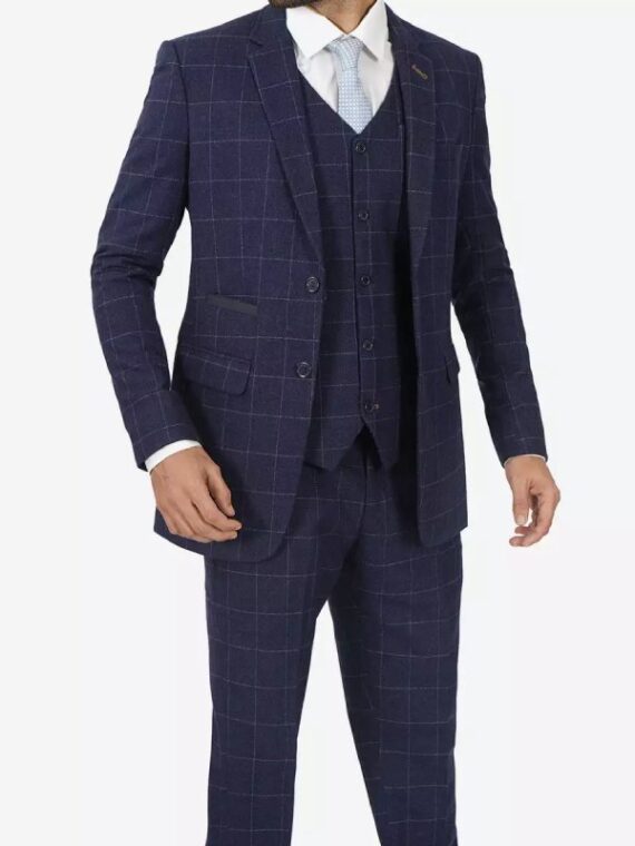 Shelby Blue Three Piece Check Suit