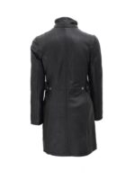 Womens Black Leather Shearling Coat