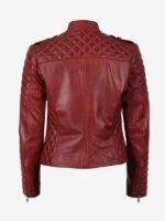 Womens Biker Asymmetrical Maroon Leather Jacket