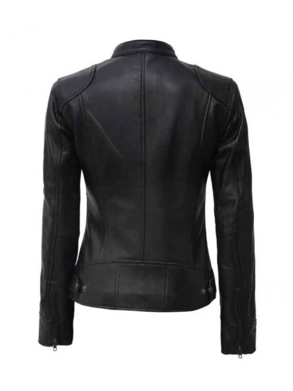 Dodge Black Leather Biker Jacket