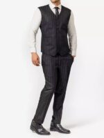 Three Piece Mens Black Pinstripe Suit