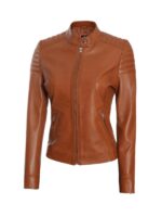Women Tan Leather Jacket