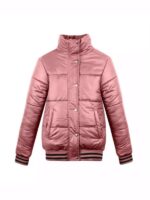 Womens Pink Puffer Bomber Jacket