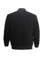 Mens Suede Leather Bomber Jacket - Black