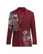 Access Daily Scott Evans Burgundy Embellished Blazer