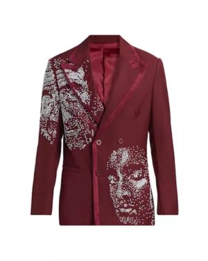 Scott Evans Access Daily 2025 Double-Breasted Burgundy Blazer