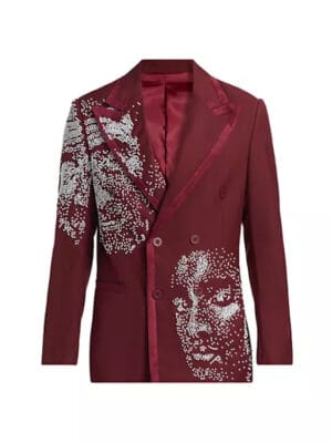 Scott Evans Access Daily 2025 Double-Breasted Burgundy Blazer